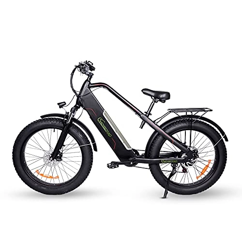 Vélos de montagne électriques : SachsenRad Vélo électrique E-Bike R12 26 Pouces Fat Bike Mountain Beach Bicyclette Moto 500W, Batterie Lithium 48V 12Ah, Max. 25 km / h, 7 Vitesses, certifié StVZO, Frein à Disque Noir
