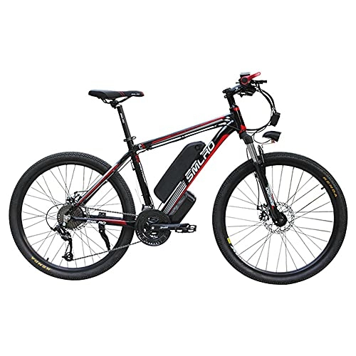Vélos de montagne électriques : SAWOO 1000W vélo électrique Hommes 26 Pouces Montagne Ebike vélo de Route Plage / vélo de Neige Ebikes pour Adultes avec Batterie 15Ah 27 Vitesses (Rouge)