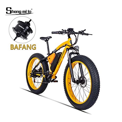 Vélos de montagne électriques : Shengmilo-MX02 Vlo lectrique de 26 Pouces de Pneu Fat, Bicyclette lectrique de Neige BAFANG 48V 500W, Assistance de pdale Vitesse Shimano 21, Frein de la Batterie au Lithium Hydraulic Disc