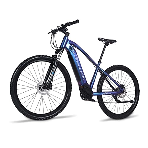 Vélos de montagne électriques : Shengmilo Vélo de Montagne électrique M50, vélo électrique à Cadre en Fibre de Carbone de 27, 5 Pouces, Moteur arrière de 250 W, Batterie 36 V 9, 6 AH (Bleu)