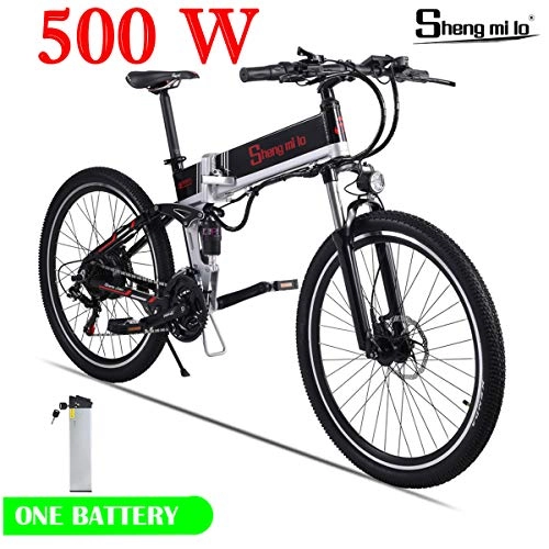Vélos de montagne électriques : Shengmilo Vélo Pliant électrique, Vélo De Montagne 26 Pouces, Vélos électriques Batterie Au Lithium 48V / 500W Incluse (Noir)