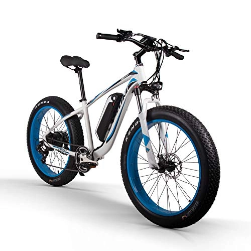 Vélos de montagne électriques : SUFUL Vélo électrique Adulte 1000W 48V vélo d'exercice éSUFUL lectrique sans Brosse détachable 17Ah Batterie au Lithium VTT Frein à Disque vélo électrique (Bleu Blanc)