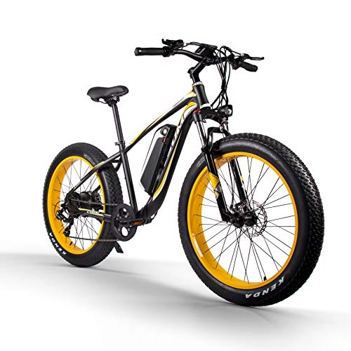 Vélos de montagne électriques : SUFUL Vélo électrique Adulte 1000W 48V vélo d'exercice éSUFUL lectrique sans Brosse détachable 17Ah Batterie au Lithium VTT Frein à Disque vélo électrique (Jaune Noir)