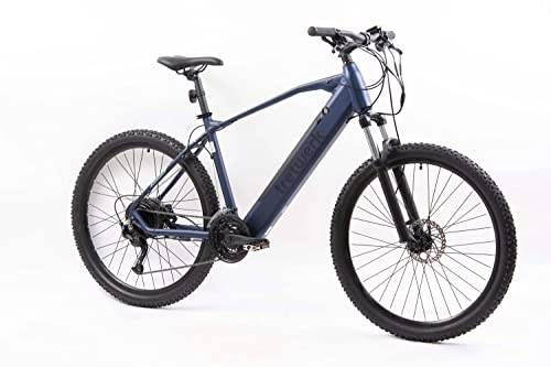 Vélos de montagne électriques : Tretwerk Vélo de montagne électrique 27, 5" Bolt 7 Bleu – Vélo VTT Pedelec avec dérailleur Shimano 27 vitesses – Vélo électrique VTT Hardtail avec moteur de moyeu arrière 250 W, 36 V