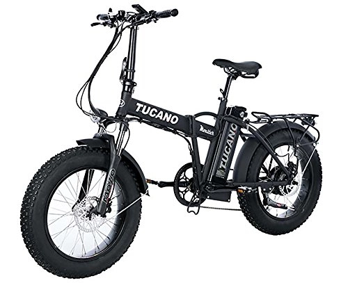 Vélos de montagne électriques : Tucano Bikes - Vlo lectrique pliable Monster 20 (moteur 500W, suspension avant, vitesse maximale 33km / h, cran LCD, freins hydrauliques), Noir mat