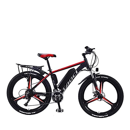 Vélos de montagne électriques : UNOIF 26" Vélos Électriques pour Adultes, Jantes en Aluminium Ebikes Vélos Tout Terrain, 13Ah Amovible Au Lithium-ION pour Hommes Montagne Ebike, Black Red