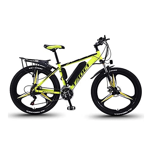Vélos de montagne électriques : UNOIF 26" Vélos Électriques pour Adultes, Jantes en Aluminium Ebikes Vélos Tout Terrain, 13Ah Amovible Au Lithium-ION pour Hommes Montagne Ebike, Black Yellow