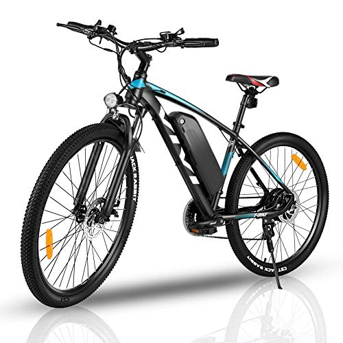 Vélos de montagne électriques : VIVI 27.5" Vélo Electrique de Montagne, 350W 36V 10.4Ah Batterie Lithium-ION Vélo de Montagne électrique Vélo de 25KM / H, Shimano Dérailleurs 21 Vitesses E-Bike VTT pour Adulte (Bleu)