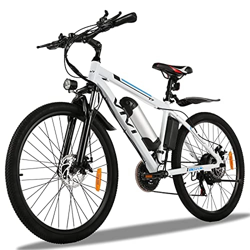 Vélos de montagne électriques : Vivi Vélo Électrique de Montagne Adulte, 26" avec Moteur 250W Electrique Homme Femme, Batterie 36V / 8Ah Amovible / Engrenages 21 Vitesses / Jusqu'à 25km / h Autonomie (Blanche)