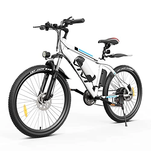 Vélos de montagne électriques : Vivi Vélo Électrique Vélo de Montagne Électrique pour Adulte, 26 Pouces Velo Electrique 250W Ebike de avec Batterie Lithium-ION Amovible 8Ah, Professionnel 21 Vitesses (26 Pouces-Blanc)