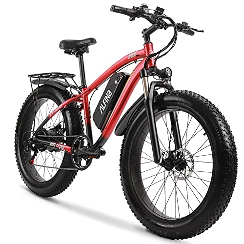 Vélos de montagne électriques : VLFINA Adulte Vélo Électrique 26 Pouces Fat Tire Vélo Électrique 48V 17Ah Batterie Amovible Suspension Verrouillable Montagne Neige Plage Vélo Électrique