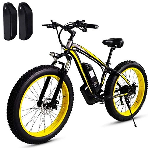 Vélos de montagne électriques : Vélo de Montagne électrique, Vélo électrique, Moteur 500W / 1000W, 26 Pouces Graisse, 48 V 17 AH Batterie (1000W + Batterie de Rechange) Vélo électrique Puissant (Color : Yellow, Size : 500w)