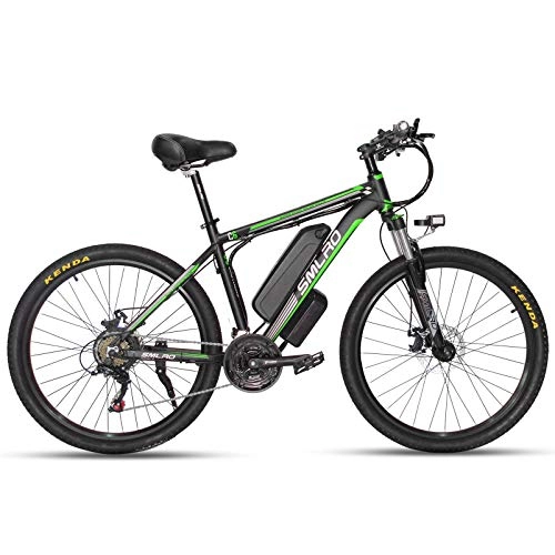 Vélos de montagne électriques : VéLo Electrique 26" E-Bike VTT 1000W 48V 18AH Samsung Batterie Lithium-ION à Grande Capacité VéLo De Montagne éLectrique pour Adulte Femme / Homme (Noir / Vert)