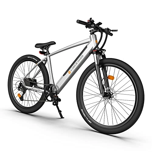 Vélos de montagne électriques : Vélo Electrique ADO D30C, VTT Électrique d'assistance à la pédale, Shimano 9, Écran LCD et LED Luci, 10.4Ah, 25 km / h, 250W, E-Bike pour Ville / Plage / Neige Blanc