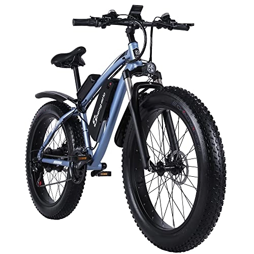 Vélos de montagne électriques : Vélo Électrique VTT Fat Bike 26 * 4.0 Pouces pour Adulte Homme Femme (Bleu)