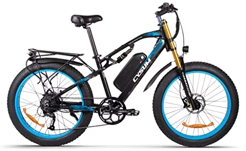 Vélos de montagne électriques : Vélo électrique 26 Pouces * 4.0 Gros Pneu Neige vélo pour Hommes 48V * 17Ah LG / Panasonic li-Batterie VTT (Blue)