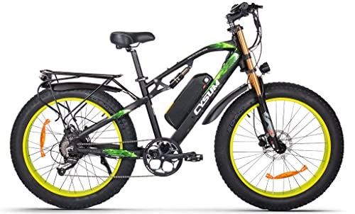 Vélos de montagne électriques : Vélo électrique 26 Pouces * 4.0 Gros Pneu Neige vélo pour Hommes 48V * 17Ah LG / Panasonic li-Batterie VTT (Green)