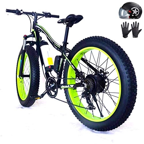 Vélos de montagne électriques : Vélo électrique, 26 "Vélo électrique 36V 500W 10.4Ah amovible lithium-ion batterie graisse pneu de neige vélo pour vélo de sport voyage de voyage Endurance 60 km ( Color : Black Green , Size : 250W )