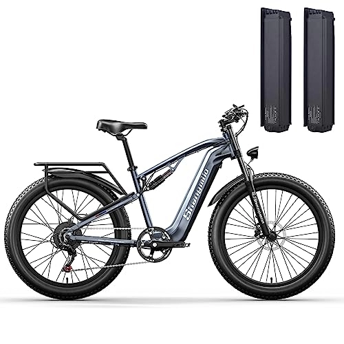 Vélos de montagne électriques : Vélo électrique pour adulte, VTT, batterie au lithium amovible 2×17 Ah, vélos électriques à suspension complète,