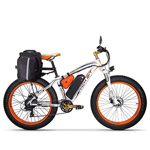 Vélos de montagne électriques : Vélo électrique RICH BIT 012 vélo électrique Homme 1000w avec Batterie au Lithium détachable 48V 12.5Ah, écran LCD, Shimano 21 vitesses1 (Rouge et Blanc 2.0, Batterie au Lithium 48V 12.5Ah)