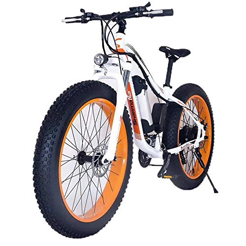 Vélos de montagne électriques : Vélos électriques pour adultes, vélos électriques tout terrain en alliage d'aluminium pour l'aviation, vélos électriques 26 "36V 250W 10.4Ah batterie lithium-ion amovible Mountain Ebike-Orange blanc