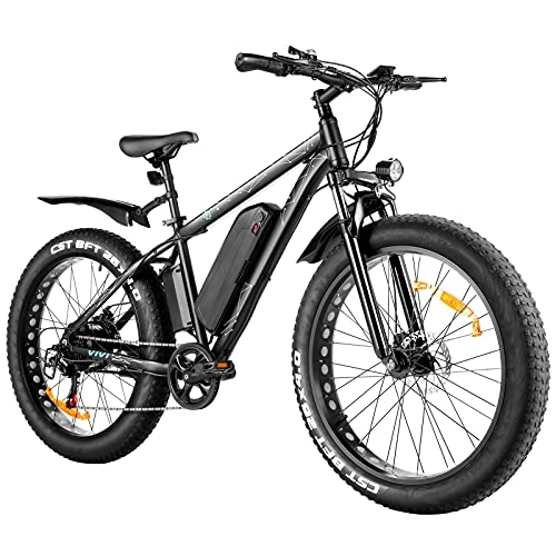 Vélos de montagne électriques : WIND SPEED 26 Pouces Bicyclettes électriques, 500w Fat Tire Snow VéLo éLectrique, 48v 12.5ah Batterie Amovible VéLo De Ville pour Hommes, 25mph Ebike pour Hommes, 4.0 Width E-Bike Tyres. (500W)