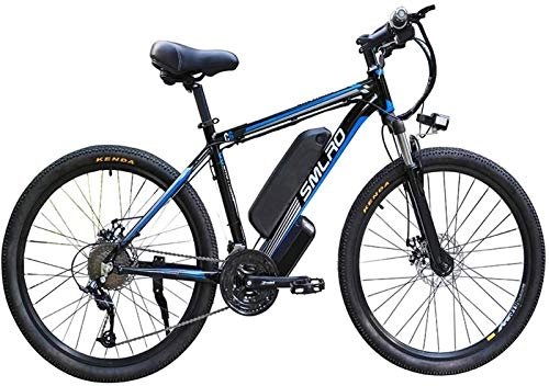 Vélos de montagne électriques : WJSWD Vélo électrique de montagne de 66 cm, batterie lithium-ion de 48 V / 13 A / 1000 W, double frein à disque, batterie au lithium, pour adultes (couleur : bleu).