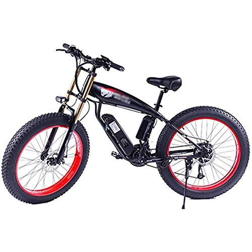 Vélos de montagne électriques : WXX Adulte vlo lectrique, 26 Pouces Fat Tire Neige vlo, 350W 48V 10Ah Amovible au Lithium-ION de vlos ebike, Plage Voiture lectrique, pour l'extrieur Cyclisme, Black Red