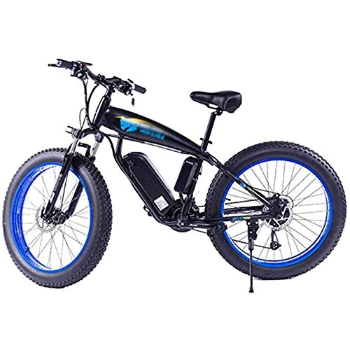 Vélos de montagne électriques : WXX Adulte vélo électrique, 26 Pouces Fat Tire Neige vélo, 350W 48V 10Ah Amovible au Lithium-ION de vélos ebike, Plage Voiture électrique, pour l'extérieur Cyclisme, Black Blue