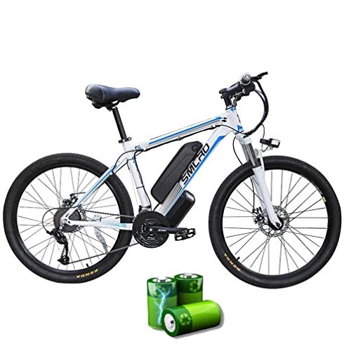 Vélos de montagne électriques : XXCY C6 Vélo De Montagne électrique, vélo électrique 1000w 26 `` avec Batterie Lithium-ION Amovible 48v 15ah Shimano 27 Vitesses (Blanc-Bleu)