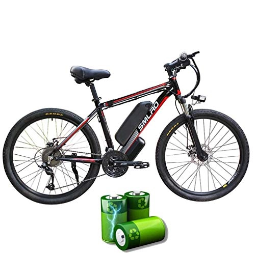 Vélos de montagne électriques : XXCY C6 Vélo De Montagne électrique, vélo électrique 1000w 26 `` avec Batterie Lithium-ION Amovible 48v 15ah Shimano 27 Vitesses (Noir-Rouge)