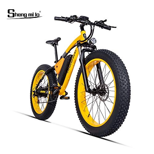Vélos de montagne électriques : XXCY eBike MX02, Montagne Bike, 1000W Moteur, 48 V, 17 AH (Jaune)