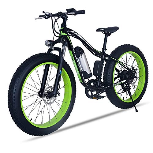 Vélos de montagne électriques : XXCY Vélo Électrique De Route De Bicyclette De Neige De Montagne Électrique De250w, Batterie De 36v10.4ah, Gros Pneu De 26 Pouces, Vitesse De Shimano 21, Ebike (Green)