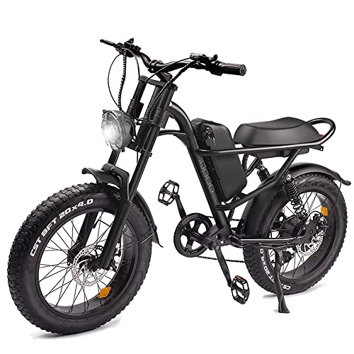 Vélos de montagne électriques : Yuirshion Vélo électrique, 20" x 4" Pouces Gros Pneu Vélo électrique pour Adultes, Batterie Massive Amovible 48V 15Ah E-Bike, VTT électrique 15.5 MPH, Professionnel Shimano 7 Vitesses