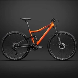  Fat Tyre Mountain Bike 26 inch Bicycle Frame Full Suspension Mountain Bike, Double Shock Absorption Bicycle Mechanical Disc Brakes Frame (Orange 27 Speeds)