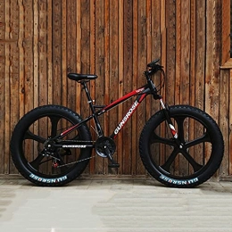 AEF Bici 26" Mountain Bike, 21 velocità Fat Tire Adulto Mountain Bike, Telaio in Acciaio Ad Alto Tenore di Carbonio Bicycle con Doppia Sospensione Completa Doppio Freno A Disco, Rosso