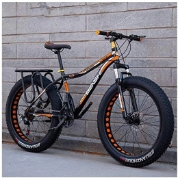 Aoyo Fat Tyre Mountain Bike 26 pollici, Fat Tire, Mountain Trail bike, Adulto, Bicicletta, doppio freno a disco, anti-scivolo, biciclette, -alto tenore di carbonio della struttura d'acciaio, 21 velocità, (Color : Black Orange)