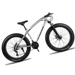LYRWISHJD Bici 4.0 Fat Tire Mountain Bike in acciaio alto tenore di carbonio Telaio MTB Cyclette ammortizzante Road Bike bicicletta all'aperto Studente di scuola unisex ( Color : White , 速度 Speed : 21 Speed )