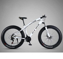 Alqn Fat Tyre Mountain Bike ALQN Mountain bike da 26 pollici per bici da uomo, bici da mtb per pneumatici grassi, telaio in acciaio ad alto tenore di carbonio, forcella anteriore ammortizzante e doppio freno a disco, bianca, 21 v