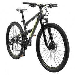BIKESTAR MTB Mountain Bike Sospensione Completa in Alluminio, Freni a Disco, 27.5" | Bicicletta MTB Telaio 18.5" Cambio Shimano a 21 velocità | Nero