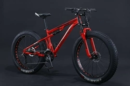  Bici Fat Bike 24 26 pollici mountain bike bicicletta sospensione completa con pneumatici grandi (rosso, 24 pollici, 21 ingranaggi)