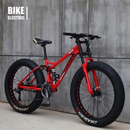GLJY Cima da MTB per Bicicletta, Fat Wheel Moto/Fat Bike/Fat Tire Mountain Bike, Cruiser da Spiaggia Fat Tire Bike Snow Bike Fat Big Tire Bicycle 21 Speed,Rosso,26IN