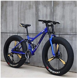 IMBM Bici IMBM Mountain Bike, 26 Pollici Fat Tire Hardtail Mountain Bike, Doppio Telaio Sospensione e Forcella della Sospensione della all Terrain Mountain Bike (Color : 21 Speed, Size : Blue 3 Spoke)