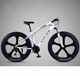 LJLYL Bici LJLYL - Mountain bike da 26 × 4, 0 pollici, Fat Tire, mountain bike da uomo, con forcella anteriore ammortizzante e freno a doppio disco, bianco, 30 speed