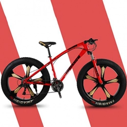 Langlin Fat Tyre Mountain Bike Mountain bike da 26 "per pneumatici grassi a 24 velocità Mountain bike per tutti i terreni Bicicletta con doppio freno a disco Bicicletta in acciaio ad alto tenore di carbonio, Rosso, 26" 21 speed