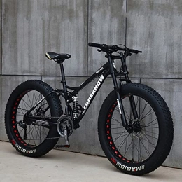 LCRAKON Bici Mountain Bike da 26 pollici, MJH-01 per adulti Fat Tire Mountain Trail Bike, bicicletta a 24 velocità, telaio in acciaio ad alto tenore di carbonio doppia sospensione freno a disco - nero / ciano