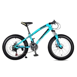  Fat Tyre Mountain Bike Mountain bike da strada per adulti, 24 pollici, 21 / 24 / 27 velocità, uomo e donna, forcella ammortizzata, ruota anteriore blu, 20, 21 velocità (blu 24 27 velocità