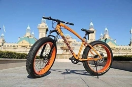 Suge Fat Tyre Mountain Bike Mountain Bike, Doppio Freno a Disco Fat Tire Bike Cruiser, -Alto tenore di Carbonio Telaio in Acciaio, Sedile Regolabile in Bicicletta (Color : Orange, Size : 26 inch 27 Speed)