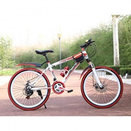 Dsrgwe Fat Tyre Mountain Bike Mountain Bike, Mountain bike, telaio in acciaio Biciclette Hard-coda, 26inch a rotelle, doppio freno a disco anteriore e sospensioni, 21 velocità, 24 Velocità ( Color : White+Red , Size : 21 Speed )