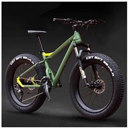 QMMD Fat Tyre Mountain Bike QMMD 26 Pollici Mountain Bike, Grande Pneumatico Biciclette, 21 velocità Front Suspension Mountain Bike, Hardtail Bicicletta, Adulti Telaio Alluminio Fat Bike, A Green Spokes, 27 Speed